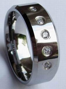 tungsten rings with CZ stone